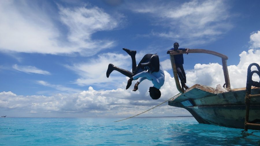 Man jumping in the water - Scubafish